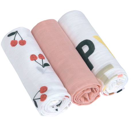 Lot de 3 langes happy fruits cerise Multi-coloured 1 - vertbaudet enfant 