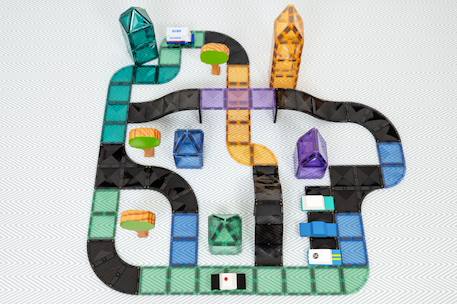 Jeu de construction magnétique pack rampes routières et intersections, 16 pièces Noir 2 - vertbaudet enfant 