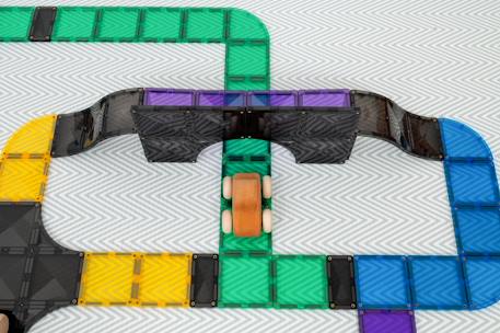 Jeu de construction magnétique pack rampes routières et intersections, 16 pièces Noir 5 - vertbaudet enfant 