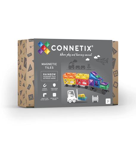Jeu de construction magnétique arc-en-ciel paquet de transport, 50 pièces Arc-en-ciel 1 - vertbaudet enfant 