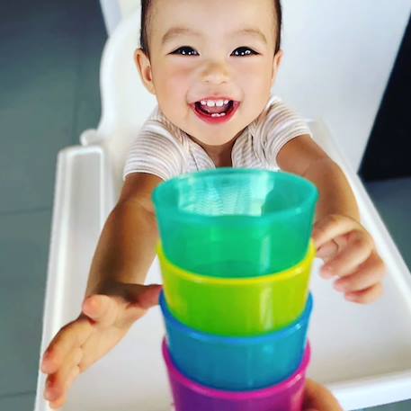 Lot de 4 premières tasses d'apprentissage Bleu+Jaune 10 - vertbaudet enfant 