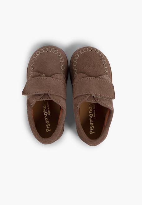 Mocassins en suède à scratch Beige+Bleu marine+Marron+Taupe 21 - vertbaudet enfant 