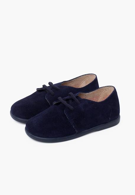 Derbies suède lacets garçon semelle fine Bleu marine+Gris+Taupe 4 - vertbaudet enfant 