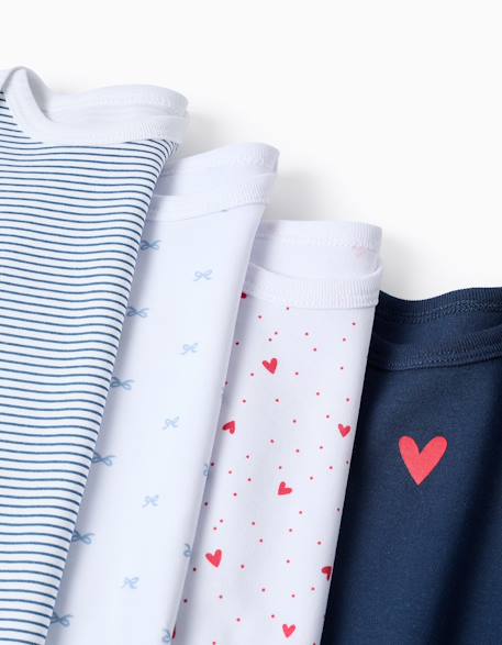 Lot de 4 bodies en coton hearts Multicolore 4 - vertbaudet enfant 