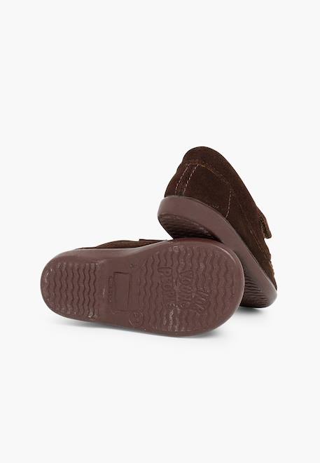 Mocassins en suède à scratch Beige+Bleu marine+Camel+Gris+Marron 24 - vertbaudet enfant 