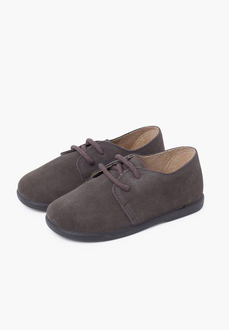 Derbies suède lacets garçon semelle fine Bleu marine+Gris+Taupe 10 - vertbaudet enfant 