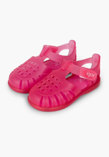 Sandales plage basiques à scratch tobby Blanc+Bleu+Fucsia+Rose 16 - vertbaudet enfant 
