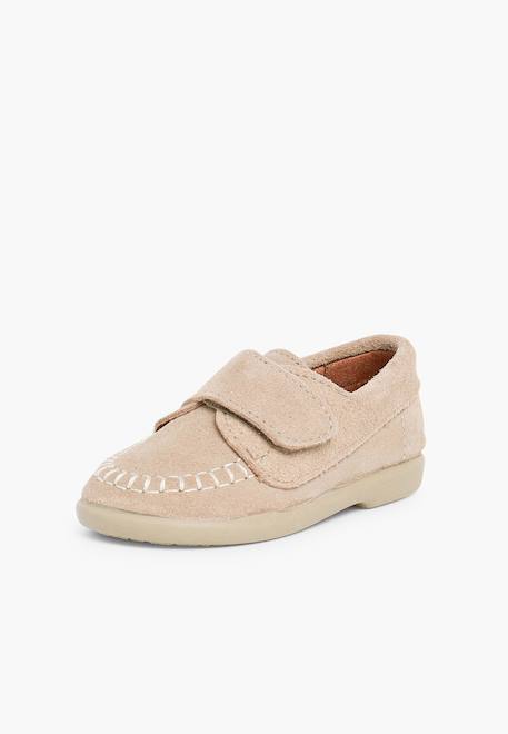 Mocassins en suède à scratch Beige+Bleu marine+Marron+Taupe 2 - vertbaudet enfant 