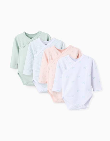 Lot de 4 bodies croisés flowers Multicolore 1 - vertbaudet enfant 