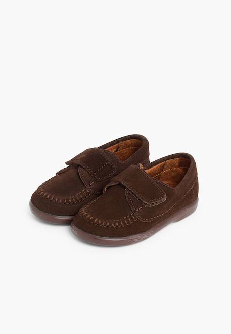 Mocassins en suède à scratch Beige+Bleu marine+Marron+Taupe 15 - vertbaudet enfant 