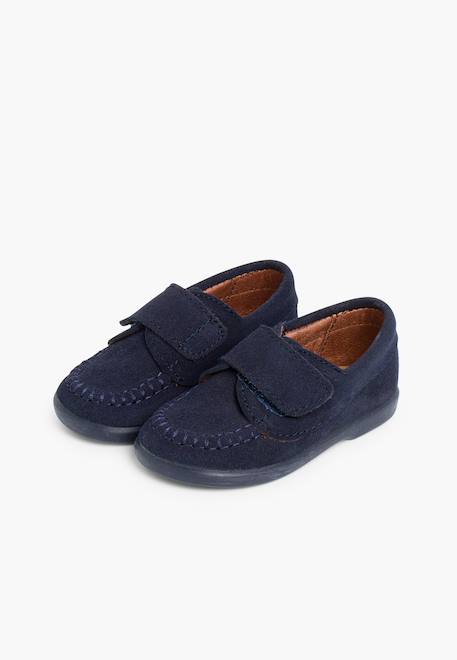 Mocassins en suède à scratch Beige+Bleu marine+Marron+Taupe 9 - vertbaudet enfant 