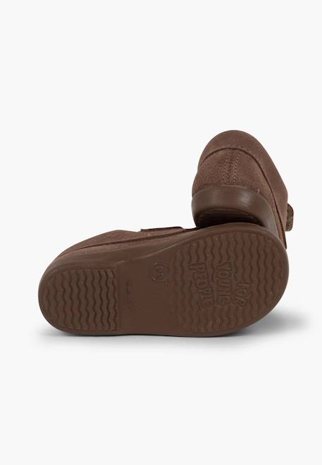 Mocassins en suède à scratch Beige+Bleu marine+Marron+Taupe 19 - vertbaudet enfant 