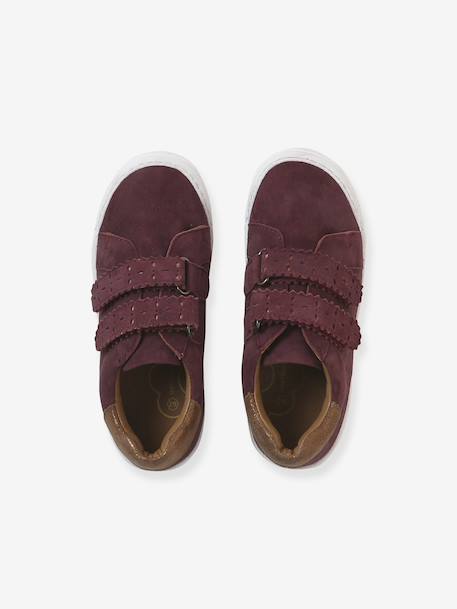Baskets enfant fille cuir à scratchs bordeaux+or+rose 4 - vertbaudet enfant 