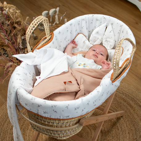 Couffin bébé avec matelas habillage et drap housse melody Melody, blanc imprimé minimaliste 2 - vertbaudet enfant 