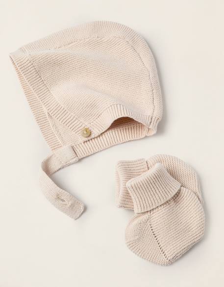 Ensemble en maille de 4 pièces en coton Beige clair 5 - vertbaudet enfant 