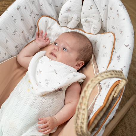 Bavoir bandana gaze de coton melody Melody, blanc imprimé minimaliste 2 - vertbaudet enfant 