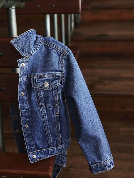 Veste jean fille personnalisable bleu clair+bleu moyen 7 - vertbaudet enfant 