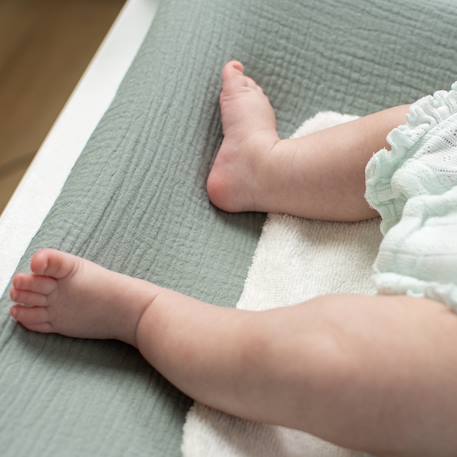 Housse de matelas à langer + éponge bambou jeanne Beige+Blanc+Bleu+Camel+Écru+Gris clair+Rose+Terracotta+Vert de gris 30 - vertbaudet enfant 