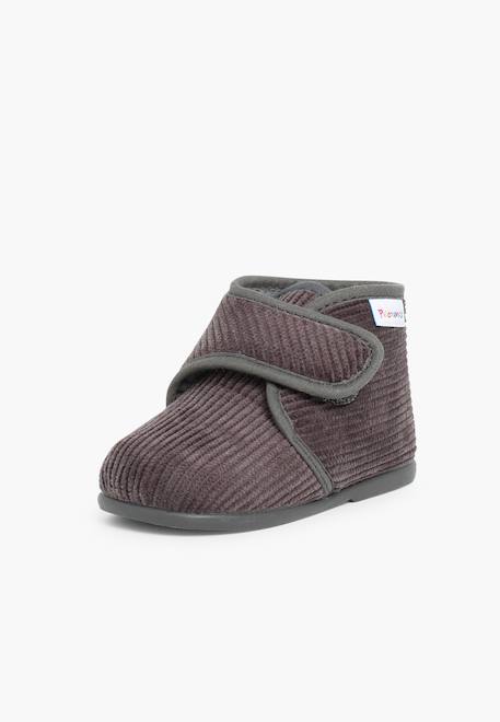 Chaussons en velours côtelé à scratch Bleu marine+Gris+Rouge 8 - vertbaudet enfant 