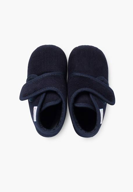 Chaussons en velours côtelé à scratch Bleu marine+Gris+Rouge 5 - vertbaudet enfant 