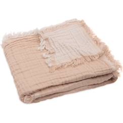 Linge de maison et décoration-Linge de lit bébé-Couverture en coton fringe moonstone-ivory (75 x 100 cm)