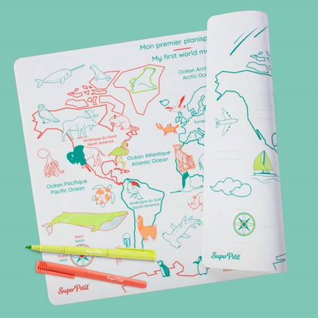 Set en silicone à colorier réversible - planisphère Multi-coloured 5 - vertbaudet enfant 