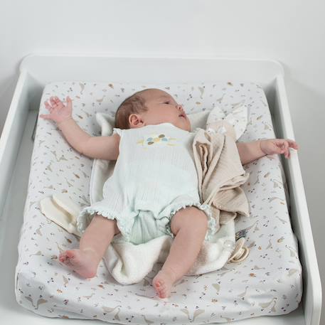 Set housse de matelas à langer et tapis de change Melody, blanc imprimé minimaliste+Safari, vert, gris, blanc+Sidonia, beige, écru, blanc 10 - vertbaudet enfant 