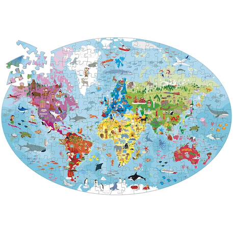 Puzzle & livre - voyagez découvrez explorez la terre Bleu 2 - vertbaudet enfant 