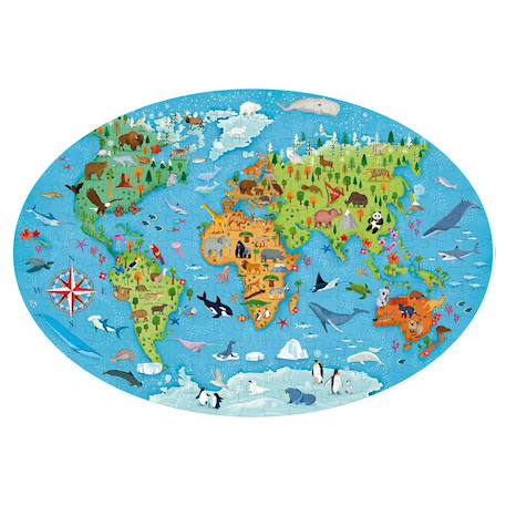 Puzzle & livre - voyagez découvrez explorez les espèces menacées Vert 2 - vertbaudet enfant 