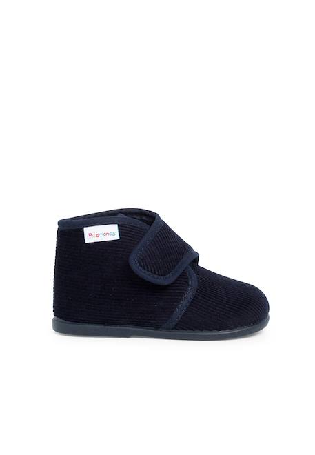Chaussons en velours côtelé à scratch Bleu marine+Gris+Rouge 1 - vertbaudet enfant 