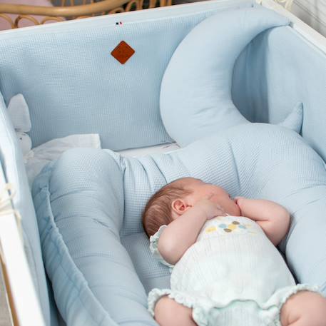 Tour de lit universel en gaze de coton nid d'abeille Beige+Bleu+Écru+Rose 6 - vertbaudet enfant 