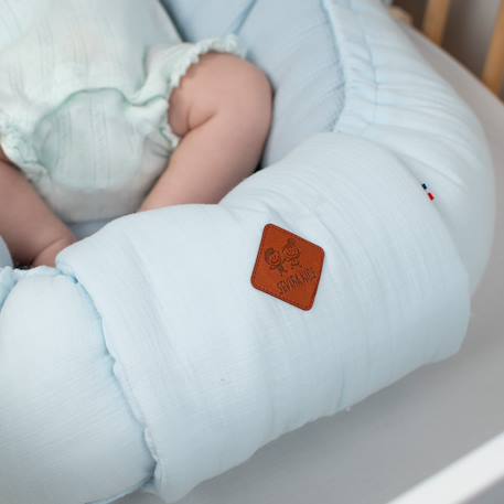 Cocon nid réducteur de lit en coton nid d'abeille Beige+Bleu+Écru+Rose 12 - vertbaudet enfant 