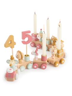 Linge de maison et décoration-Décoration-Train d’anniversaire en bois 0-99 ans, scandi