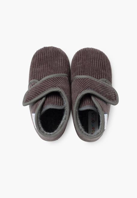 Chaussons en velours côtelé à scratch Bleu marine+Gris+Rouge 11 - vertbaudet enfant 