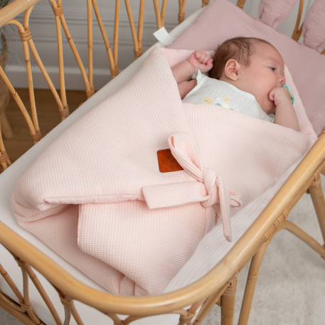Couverture d'emmaillotage en nid d'abeille Beige+Bleu+Écru+Rose+Vert 17 - vertbaudet enfant 