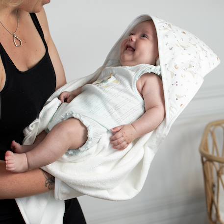 Ma première cape de bain en coton et bambou sidonia Sidonia, beige, écru, blanc 2 - vertbaudet enfant 