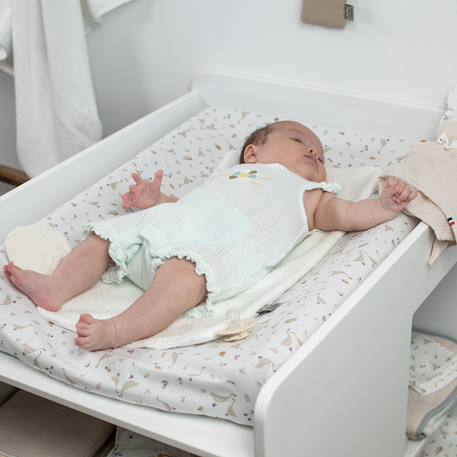 Set housse de matelas à langer et tapis de change Melody, blanc imprimé minimaliste+Safari, vert, gris, blanc+Sidonia, beige, écru, blanc 12 - vertbaudet enfant 
