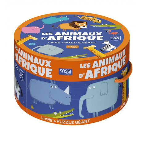Puzzle & livre - les animaux d'afrique Jaune 1 - vertbaudet enfant 