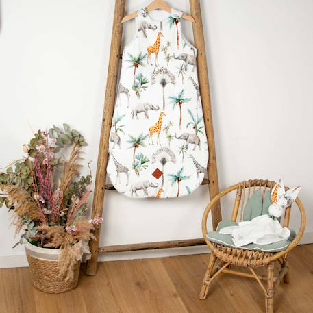 Doudou lapin  en gaze de coton safari Blanc+Vert 4 - vertbaudet enfant 
