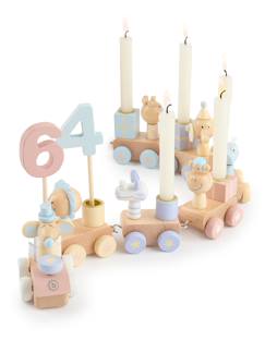 Linge de maison et décoration-Décoration-Train d’anniversaire en bois 0-99 ans, scandi