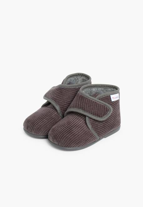 Chaussons en velours côtelé à scratch Bleu marine+Gris+Rouge 10 - vertbaudet enfant 