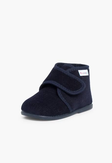 Chaussons en velours côtelé à scratch Bleu marine+Gris+Rouge 2 - vertbaudet enfant 