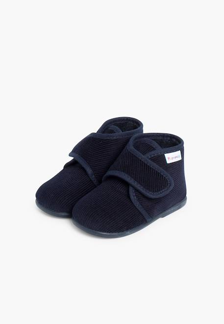 Chaussons en velours côtelé à scratch Bleu marine+Gris+Rouge 4 - vertbaudet enfant 