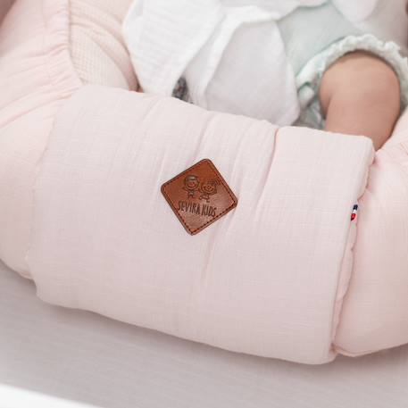 Cocon nid réducteur de lit en coton nid d'abeille Beige+Bleu+Écru+Rose 24 - vertbaudet enfant 