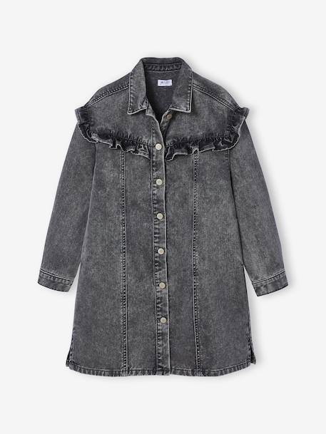 Robe en jean à volant denim gris 1 - vertbaudet enfant 