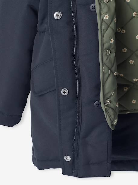 Parka fille à capuche 3 en 1 parka + veste matelassée bois de rose+marine 23 - vertbaudet enfant 