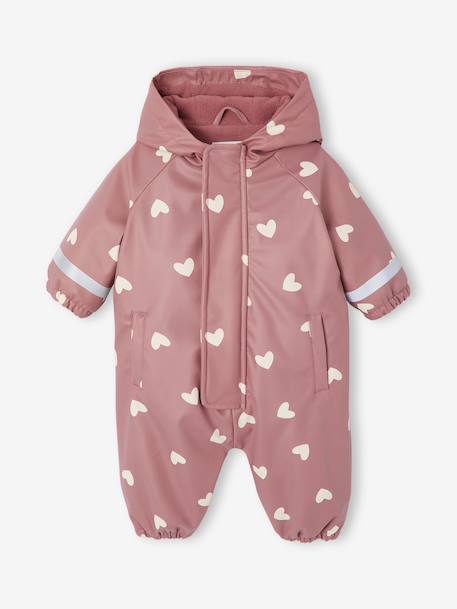 Combinaison de pluie imprimée à capuche bébé doublée polaire vieux rose 2 - vertbaudet enfant 