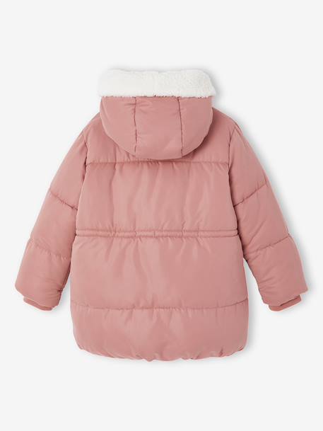 Doudoune fille longue à capuche kaki+vieux rose 8 - vertbaudet enfant 
