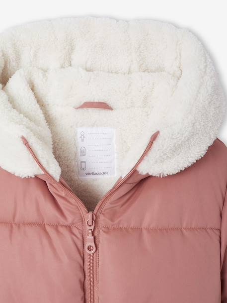 Doudoune fille longue à capuche kaki+vieux rose 9 - vertbaudet enfant 