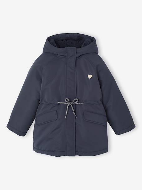 Parka fille à capuche 3 en 1 parka + veste matelassée bois de rose+marine 26 - vertbaudet enfant 